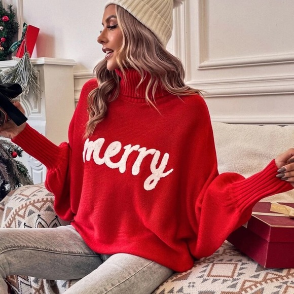 Christmas Red Turtleneck Sweater - Picture 7 of 7